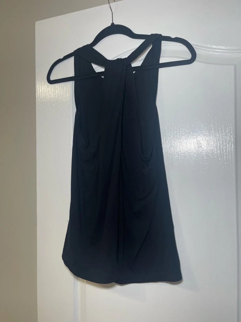 By Anthropologie Black Draped Knot Racerback Tank Top Sleeveless Size Small - Picture 7 of 14